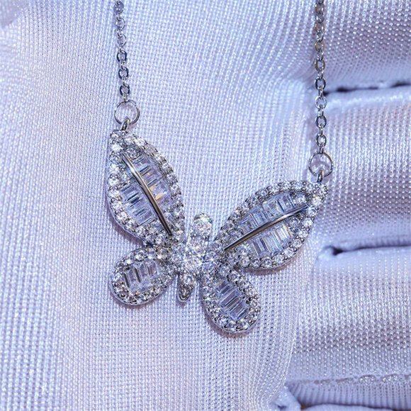 Luxury CZ buttetfly Pendant Necklace NWT - Picture 8 of 10